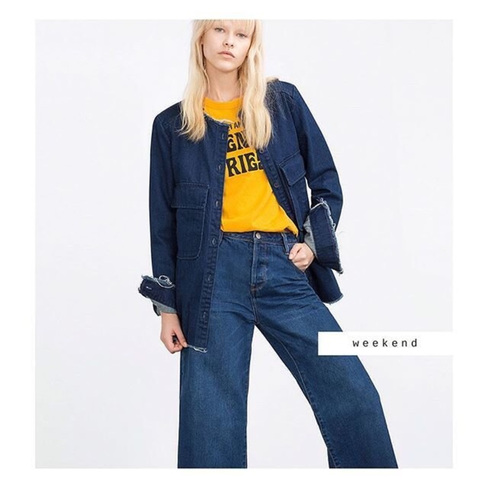 NWT Zara Raw Edge Denim Oversized Overshirt Jacket